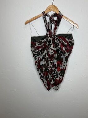 Robert Rodriguez Red, Black & Gray Halter Crop Top
